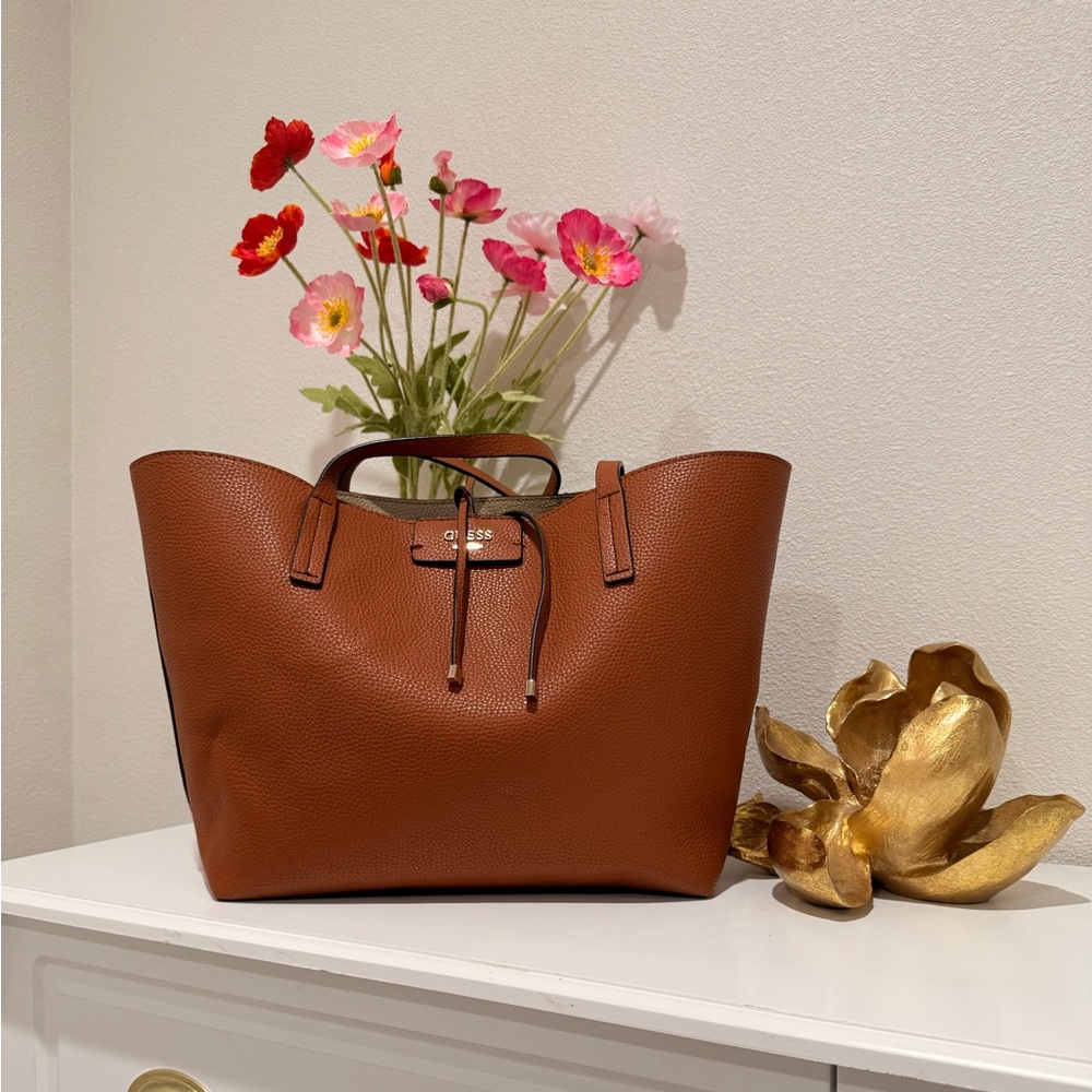 Guess Brown Leather Tote Bag